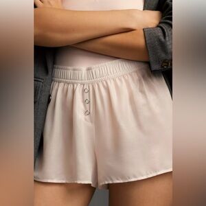By Anthropologie Metallic Pajama Shorts in Pale Pink